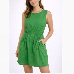 Halogen Green Sleeveless Tie Waist Midi Dress Casual Size Small